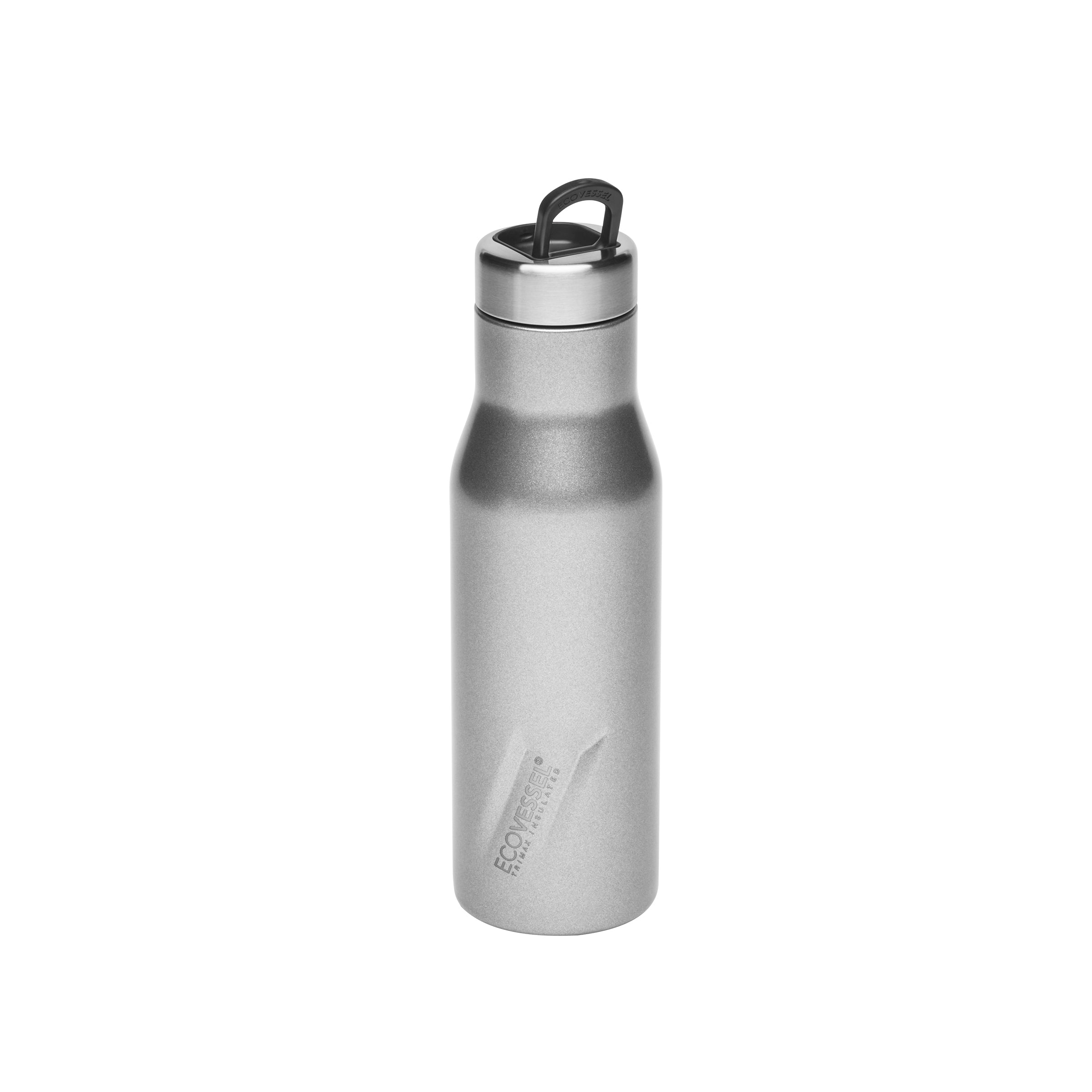 EcoVessel New! 2022 Aspen - Insulated Stainless Steel Water & Wine Bottle with Hidden Handle - 16oz, Gray Smoke