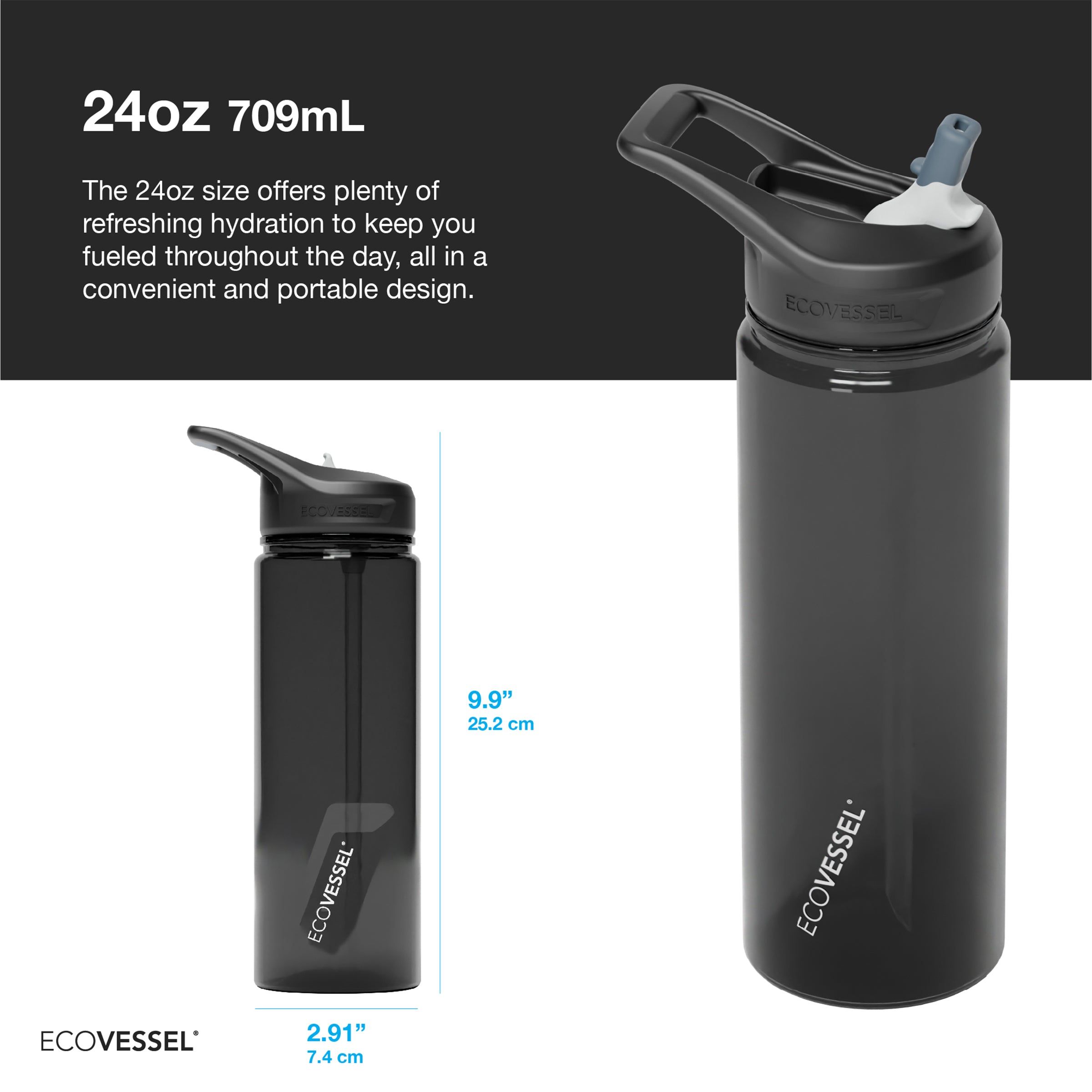 Wave BPA Free Reusable Sports Water Bottle with Straw Flip Top