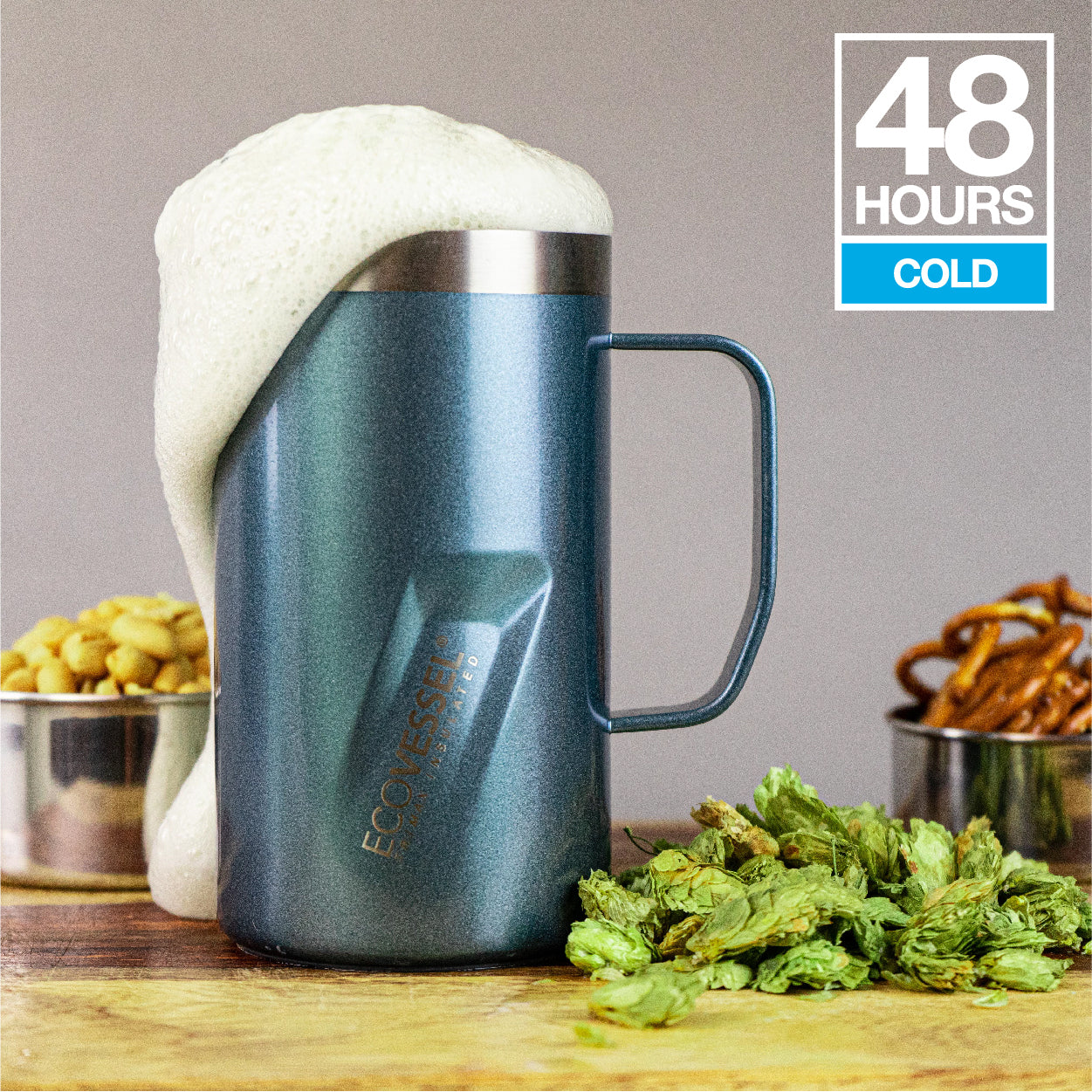 EcoVessel Metro Vacuum Stainless Steel Tumbler Cup, Insulated Water Bottle, Travel Coffee Mug with Slider Lid and Non Slip Base Iced Coffee Cup - 16