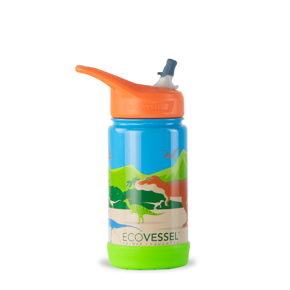 EcoVessel FROST Botella de agua para niños de acero inoxidable con tapa con  popote, botella a prueba de fugas con asa de transporte y parachoques de