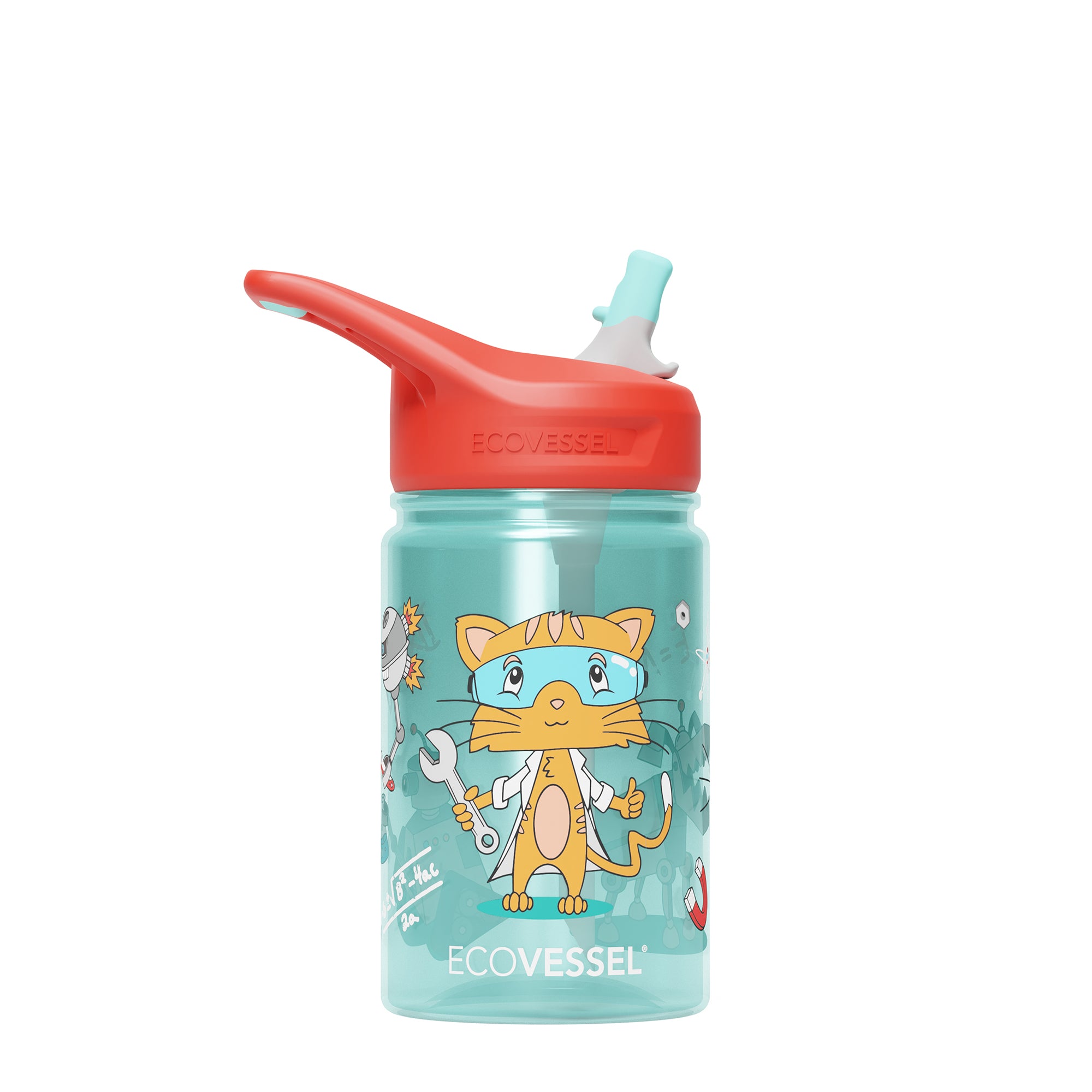Ecovessel 12oz Reusable Plastic Kids' Water Bottle With Straw