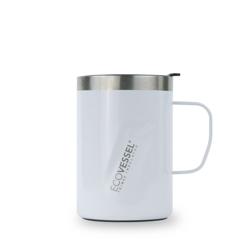 EcoVessel Transit, Trimax Triple Insulated Stainless Steel Travel Mug / Coffee Mug w/ Slider Lid & Ergonomic Handle - 12oz (Aqua Jade)