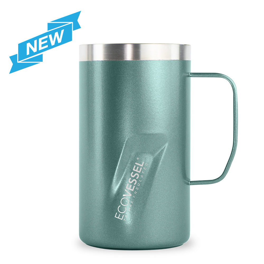 EcoVessel Transit Stainless Steel Travel Mug/Coffee Mug with Slider Lid & Ergonomic Handle, Tumbler with Handle Insulated Coffee Mug (Costal Mist